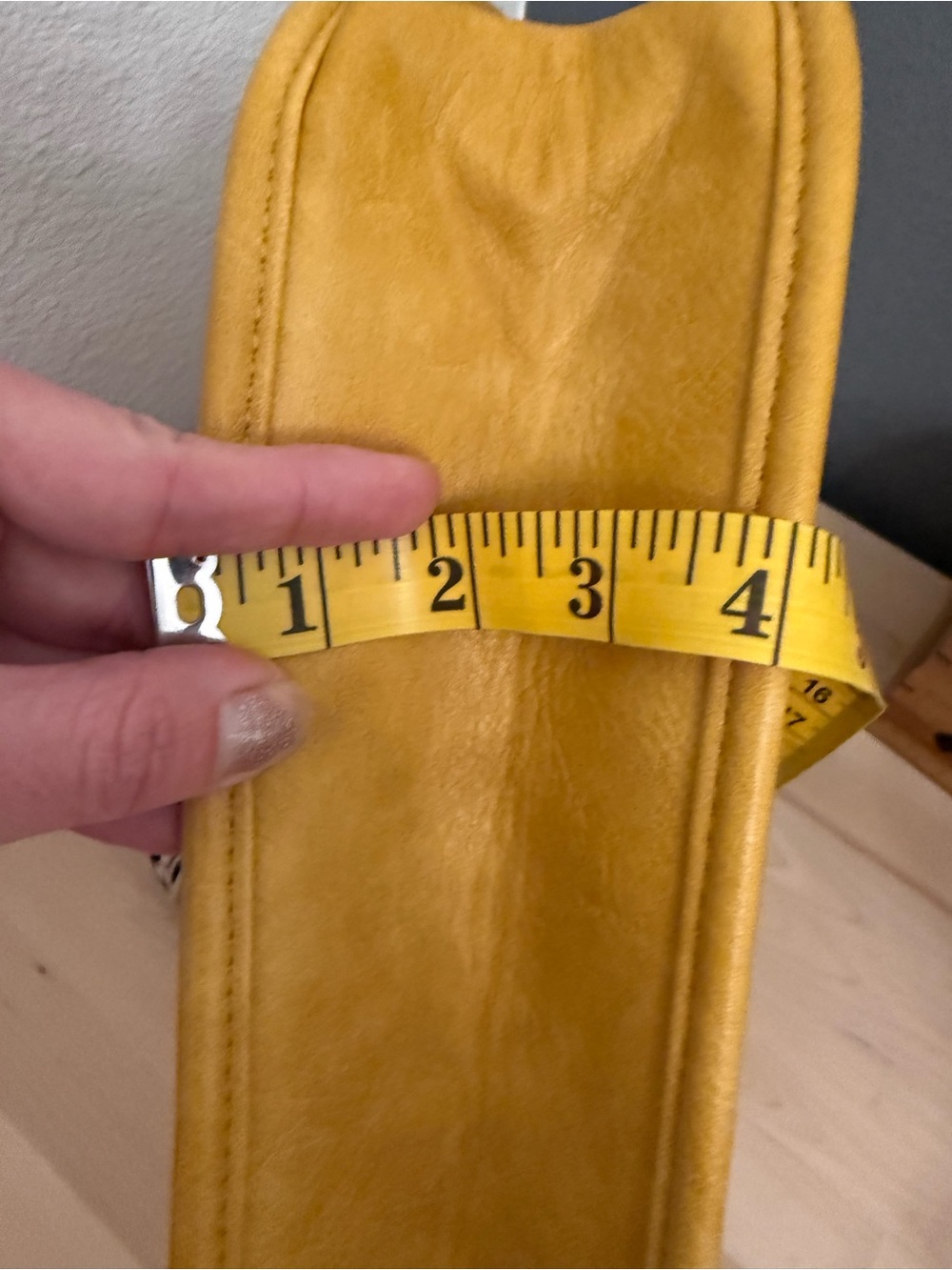Mustard Yellow Crossbody Bag with 2 Patterned Strap - Picture 7 of 7